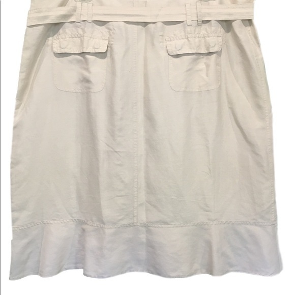 Calvin Klein Short Belted Khaki Silk Bamboo Pockets Midi Skirt Women's 16 - Picture 5 of 7